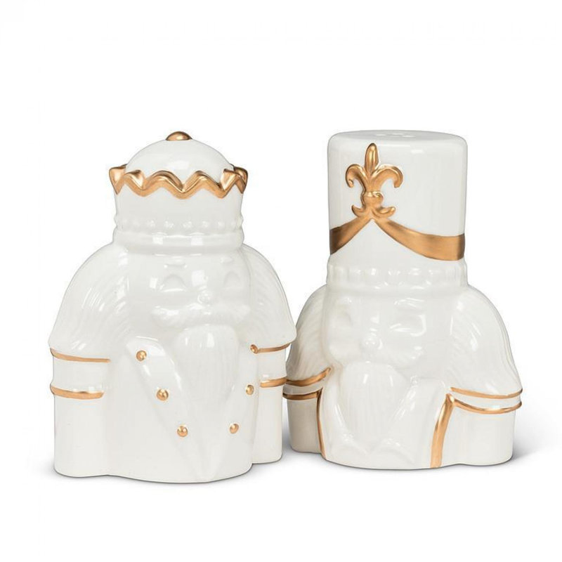 Salière et poivrière blanc et doré