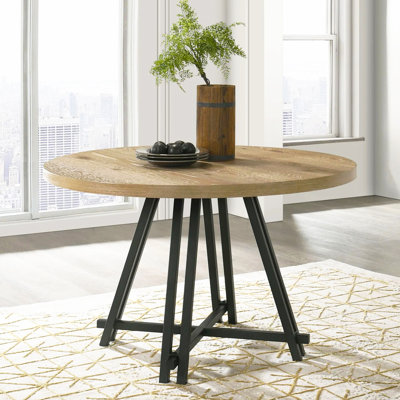 Table de salle à manger l 47 po avec base en métal, chêne