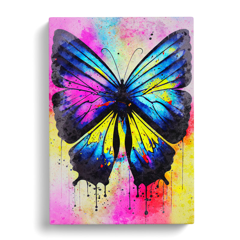Butterfly With Dripping Paint No.2 - Wrapped Canvas, 76cm H x 50cm W x 3cm D