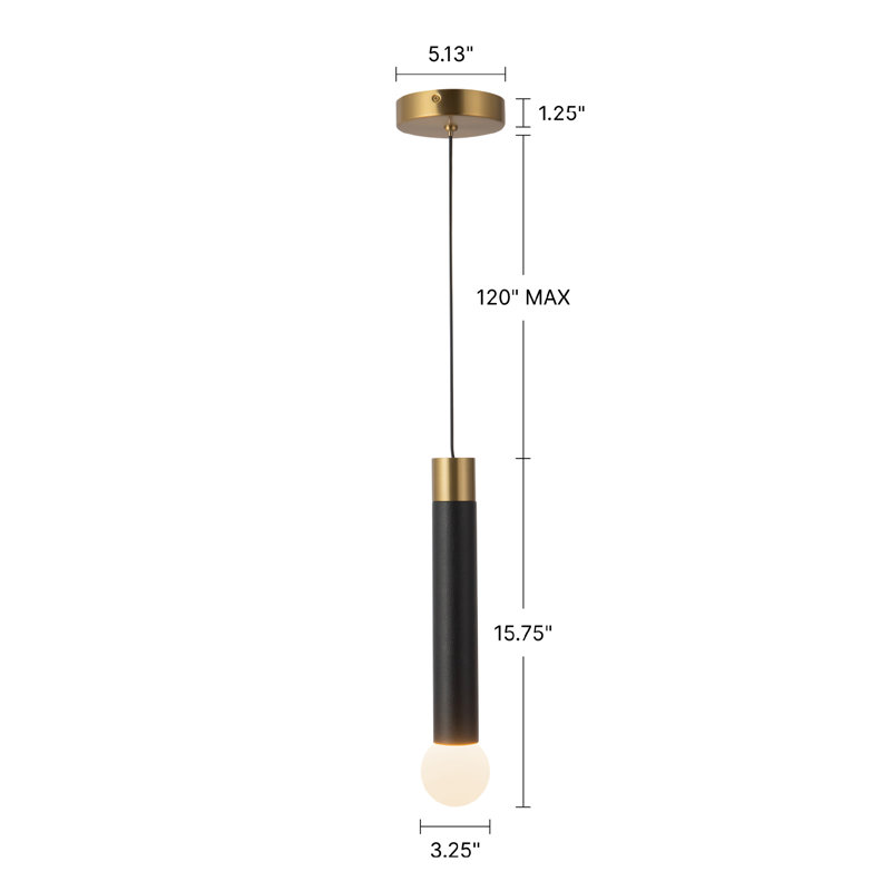 1 - Light Pendant, Brushed Gold