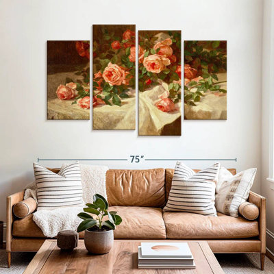 Harnek roses rouges sur dentelle blanche