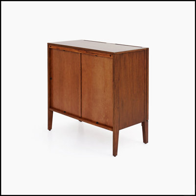 Walnut Cabinet with Two Doors and One Shelf, 100% Solid Wood for Durable and Stylish Storage