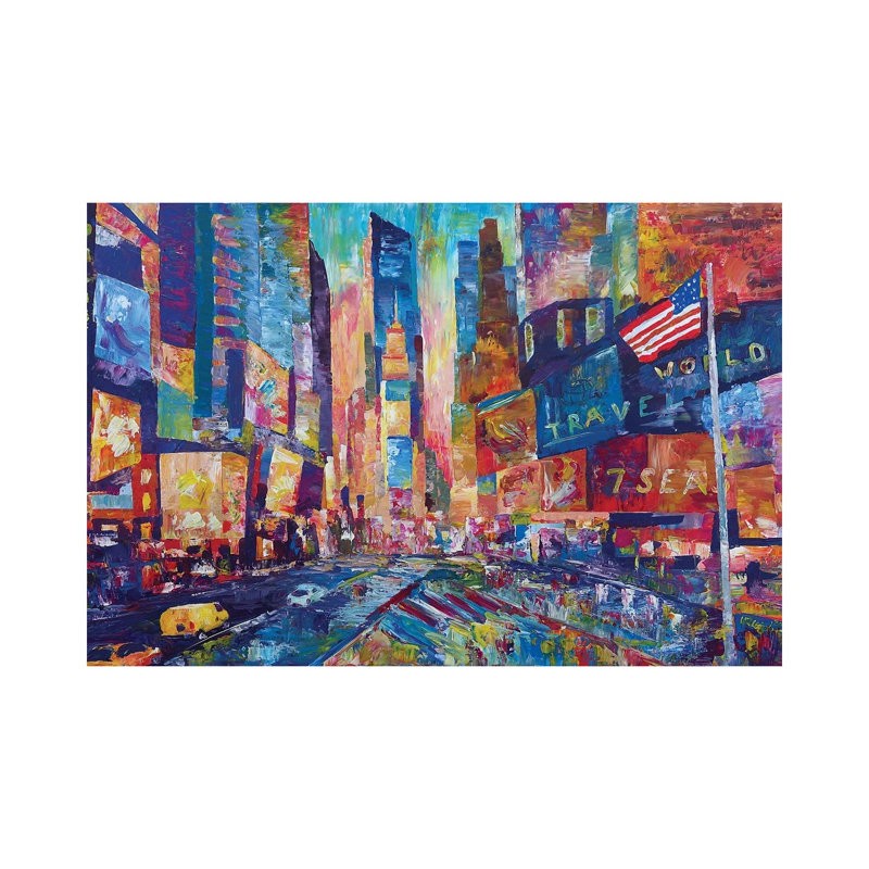 Nyc Timeless Times Square With Us Flag In Manhattan by Markus & Martina Bleichner - Wrapped Canvas Gallery-Wrapped Canvas Giclée