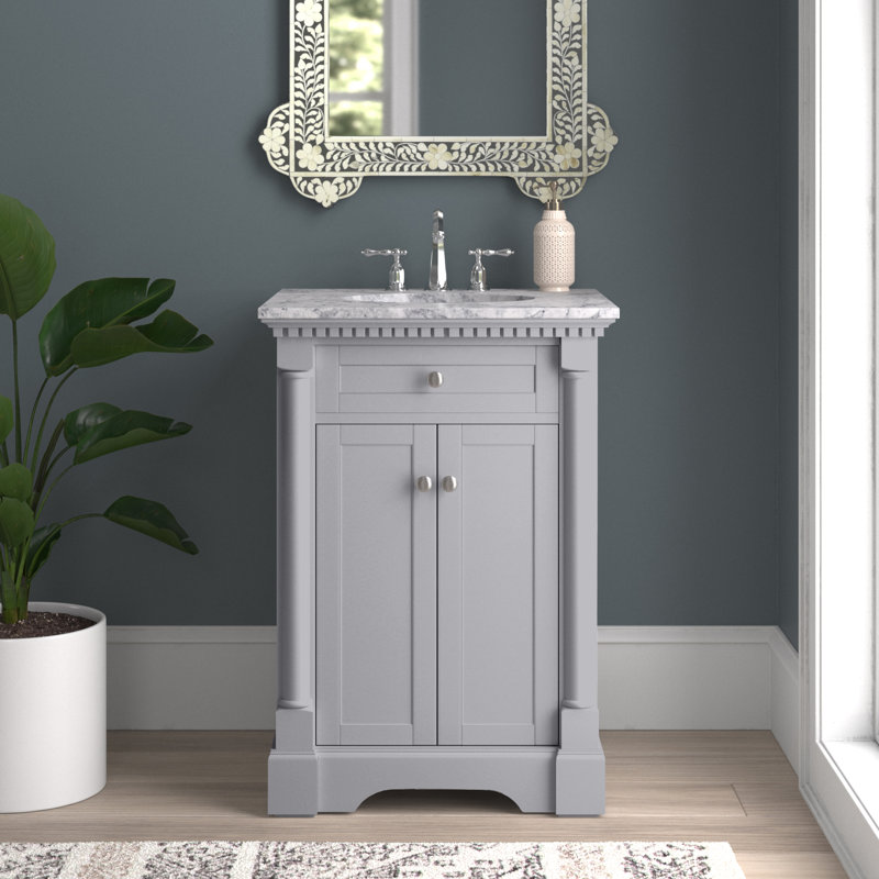 24'' Single Bathroom Vanity with Marble Top, Green
