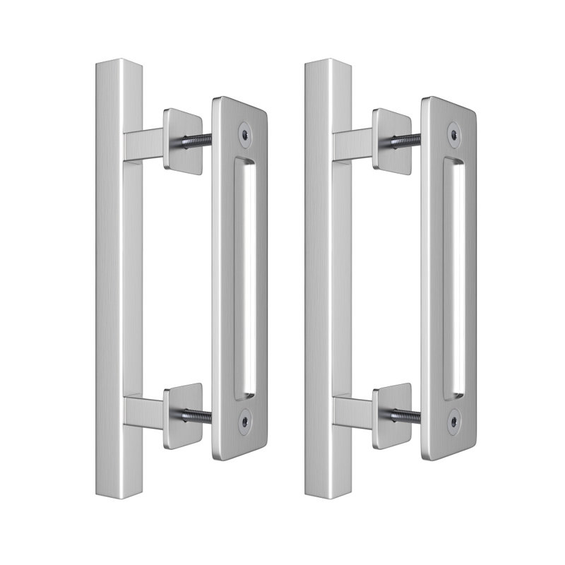 Poignée / poignée en acier de porte de grange, Argent