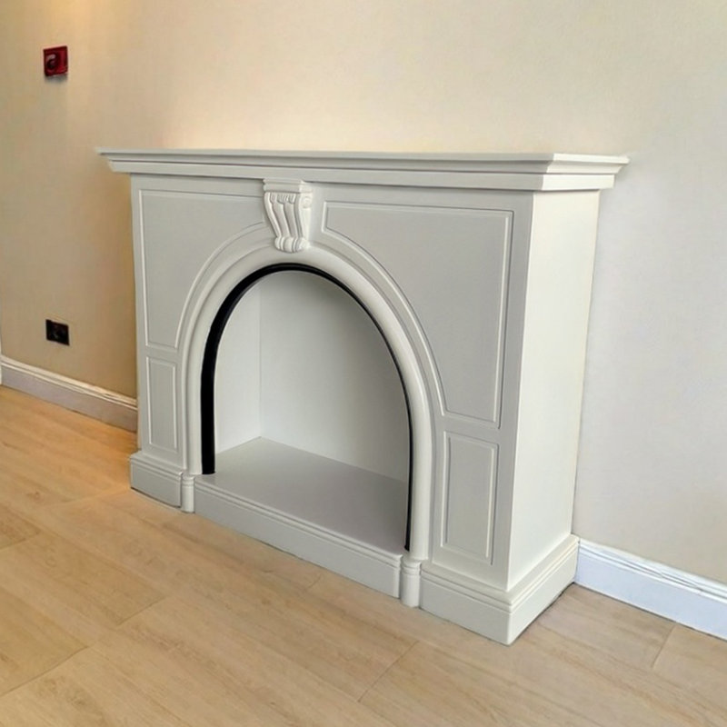 Foyer électrique blanc en bois massif