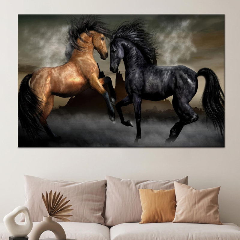 Impression sur toile cheval élégant, décor de ferme moderne, 1P, H : 27,6 x L : 39,4 pouces