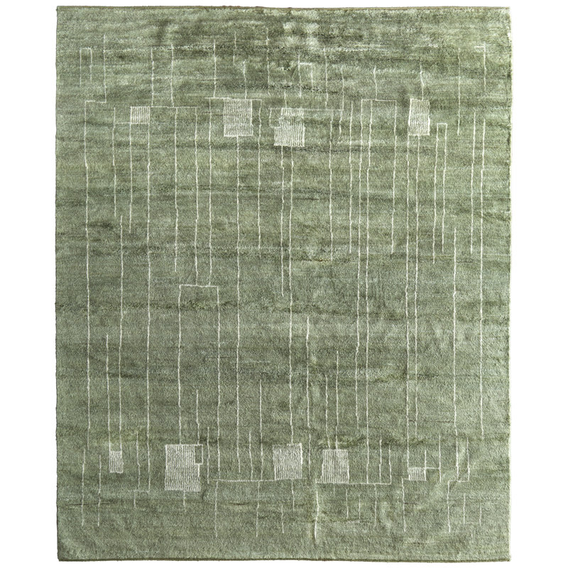 Agape Modern Abstract Green Area Rug, Rectangle 8'6" x 11'6"