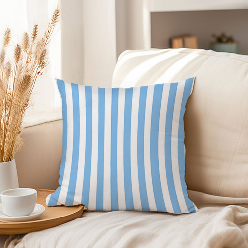 Abstract Blue Stripes Pattern II Pillow Cover, 20" H x 20" W
