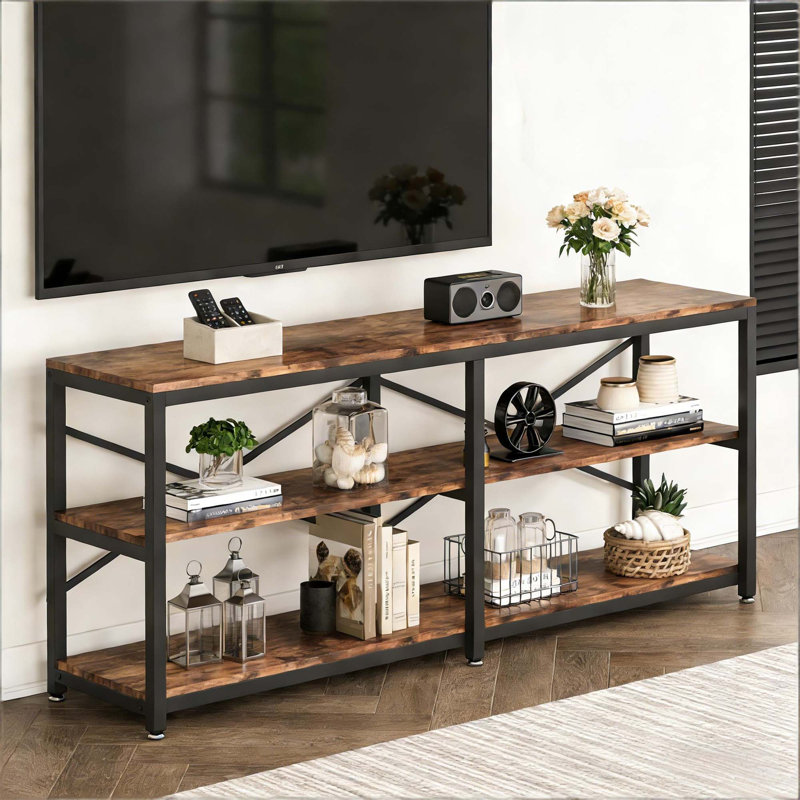 Rustic Farmhouse Style Sofa Table,3-Tier Hall Table,Console Table,TV Stand,Bookshelf