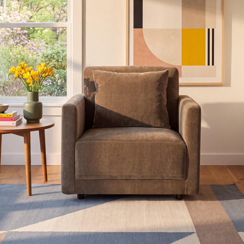 Kenji Upholstered Armchair, Olive Green Performance Chenille