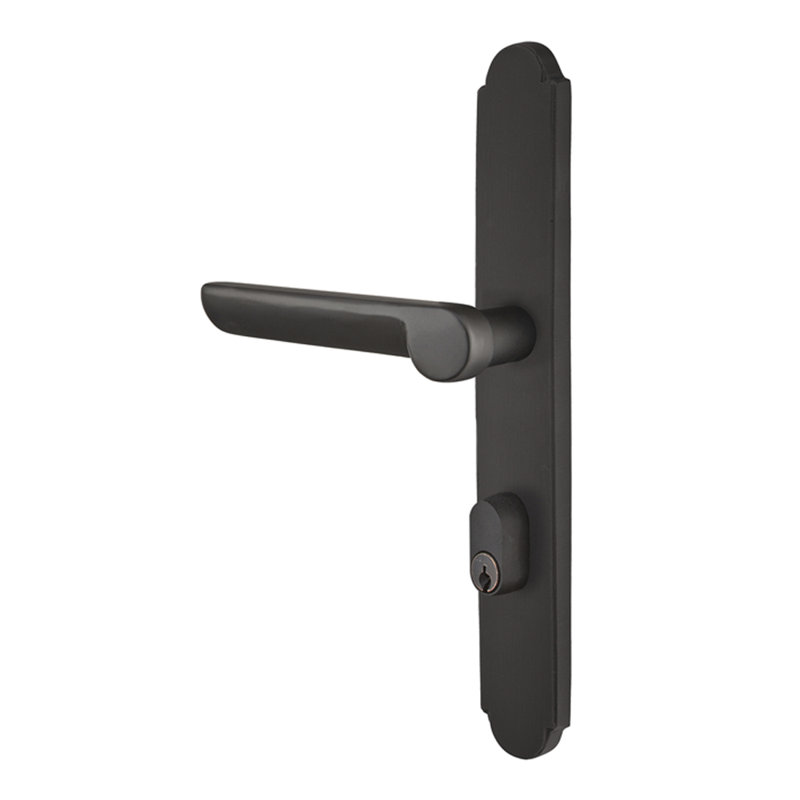 Ensemble de poignées cylindriques simples Stretto Emtek Sandcast, Levier Durango, Dos plat, Gaucher