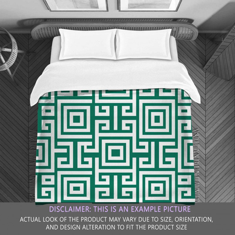 Polyester Comforter, King Comforter, Green/White Geometric