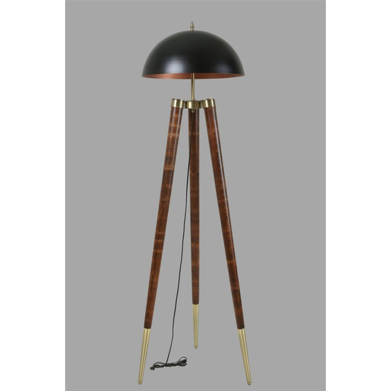 Luro Elegant Floor Lamp with Hornbeam Body, Black & Walnut Finish, 64.9 in Height | E27 Socket, Max 60W | Durable Metal Cap, Electrostatic Oven Dried Paint | Chic Lighting for Living Room & Bedroom Decor