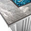 Steel Fire Pit Table With Marble Tile Tabletop, Glass Wind Guard And Lid