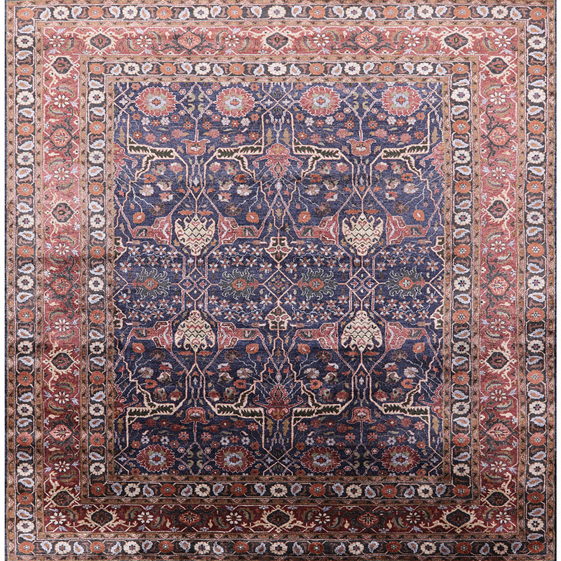 Tapis brun à motif oriental, Carré 4 pi