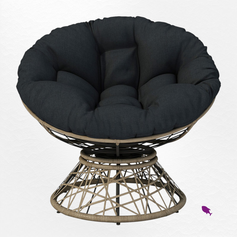 Fauteuil d'appoint pivotant à 360 ° Papasan, Brun, Noir