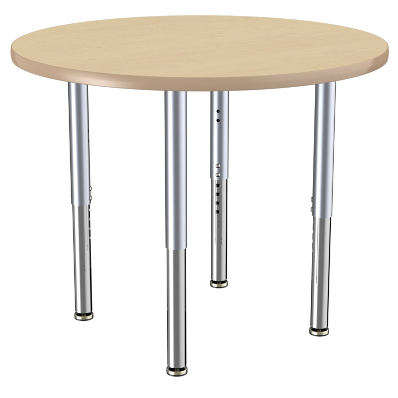 Table ronde à hauteur réglable, 36", Maple/Maple/Silver, Super