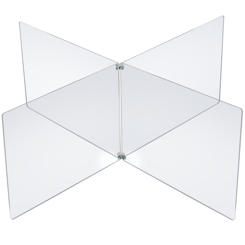 Paravent transparent en acrylique transparent pour table, barrière croisée en plastique multi-sections pour 4 personnes, protecteur anti-éternité en plexiglas, taille totale: l 63,5 po x H 23,5 po