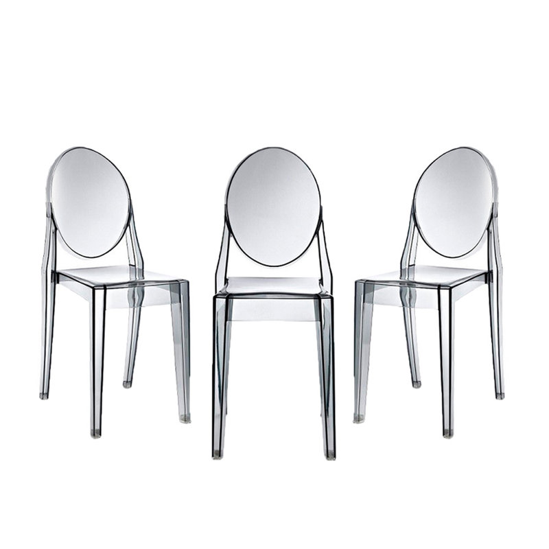 Modway Casper Modern Acrylic Stacking Dining Armchairs, Smoke, 4