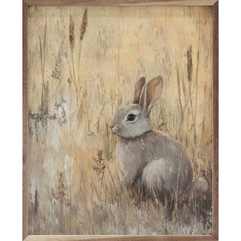 Lapin dessiné dans de hautes herbes par Petals Prints Design, H 10 po x l 8 po