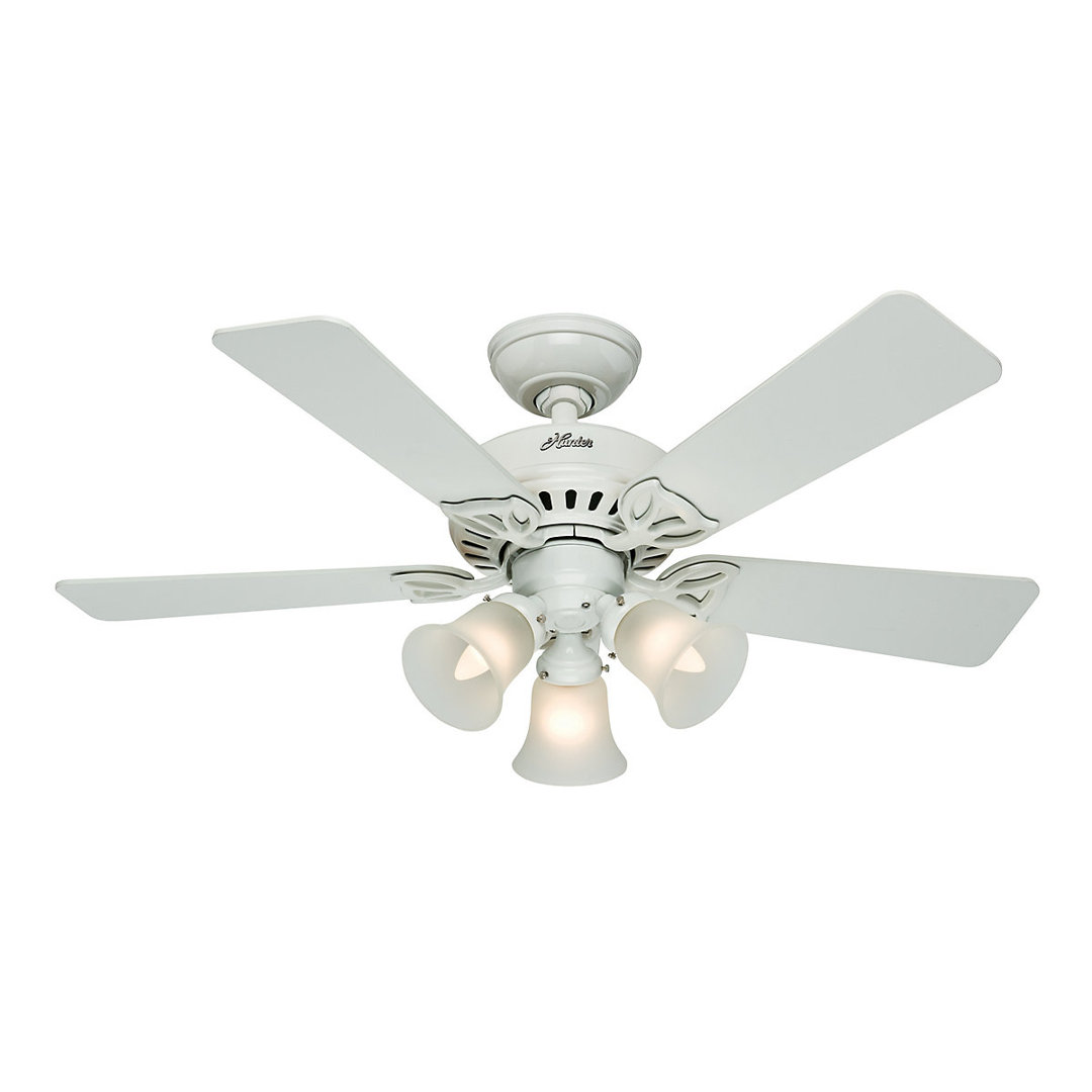 107Cm 5 - Blade Ceiling Fan with Pull Chain and Light Kit Included
