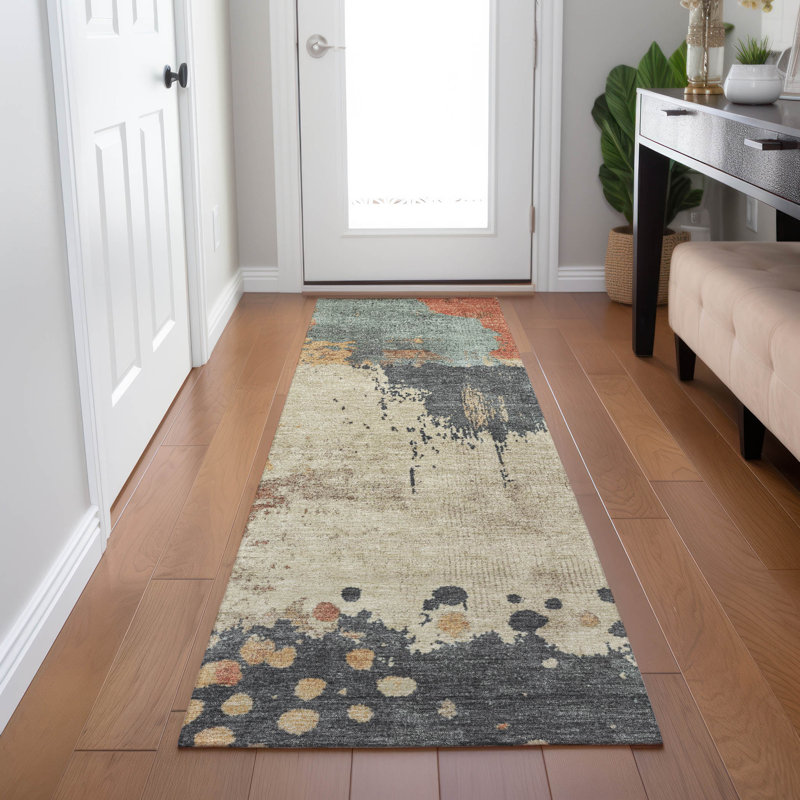 Machine Washable Indoor/Outdoor Xhevrie Paprika Rug, Runner 2'3" x 7'6"