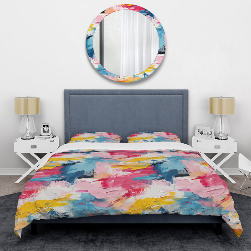 Ensemble de housse de couette Paint Lines, Housse de couette pour grand lit et 2 taies décor