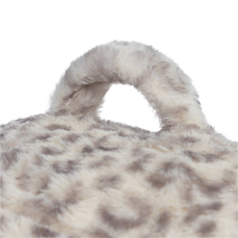  Coussin de dossier en fausse fourrure, Crème/gris