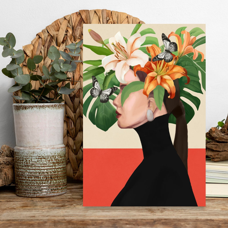 Art floral tropical, H 18 po x l 12 po