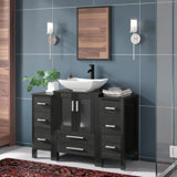 Carrel 48" Double Sink Bathroom Vanity Set with Manufactured Wood Top, Vessel Sink, Faucet, Mirror Not Included
