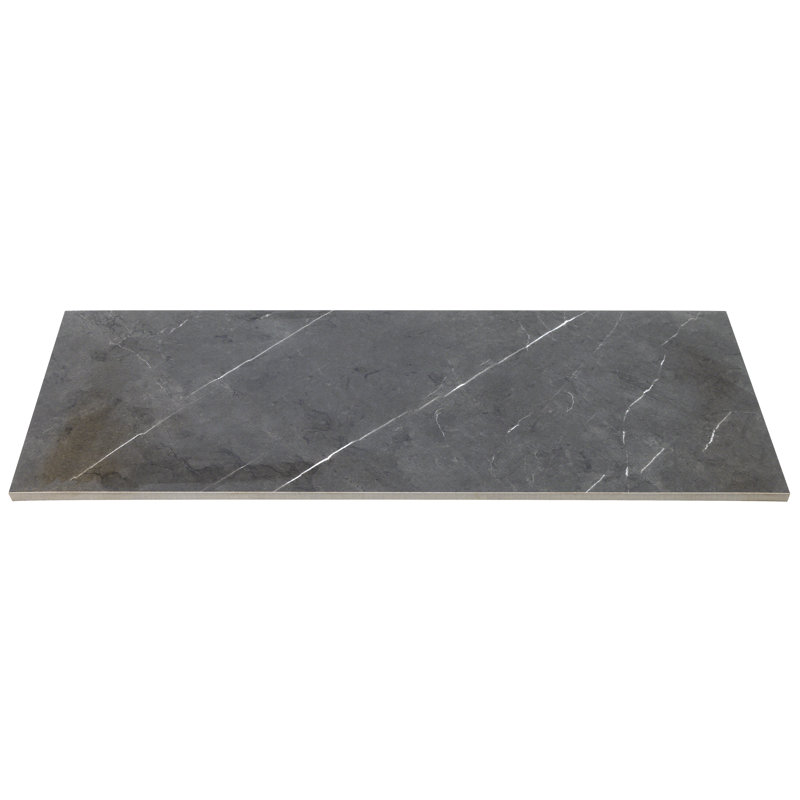 12" x 24" Porcelain Marble Look Wall & Floor Tile, Dark Gray