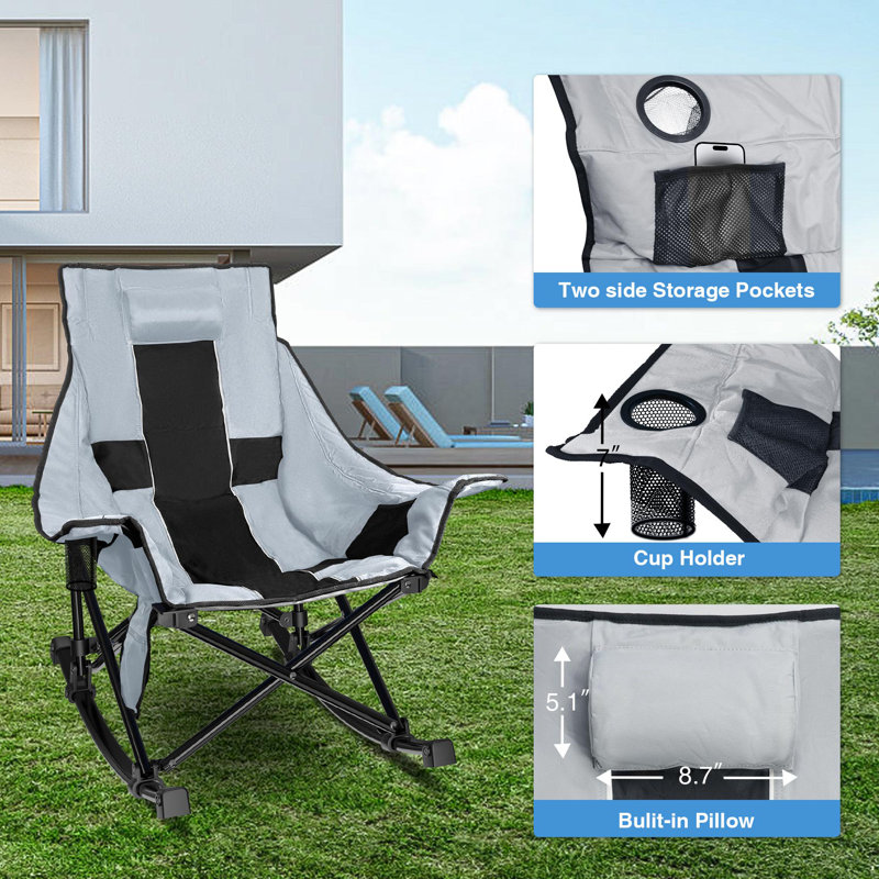 35''W Heated Camping Chair For Outdoor & Indoor With 3 Heat Levels For Back and Seat And Power Bank, Gray