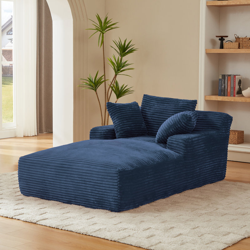 Méridienne surdimensionnée rembourrée Corduroy, Bleu