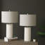 62cm Tall White Ceramic Living Room Table Lamp, Bedside Buffet Lamp Grey Linen Shade