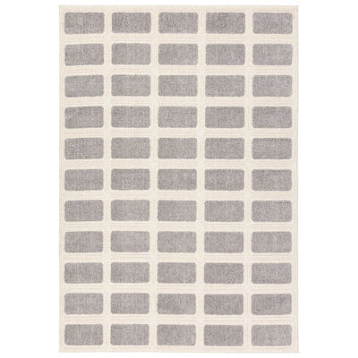 Ebern Designs Deverell Powerloomed Geometric Cream Area Rug