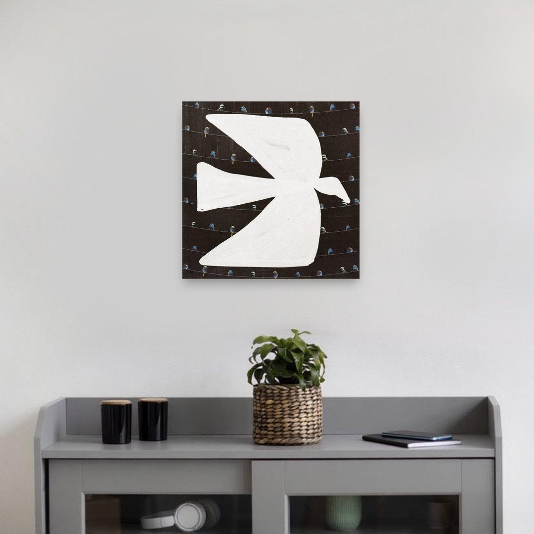 White Peace Dove Serene Contemporary Bird Nature Wall Art Print