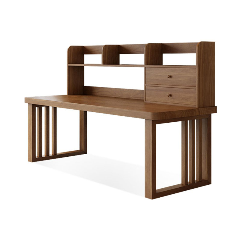 Bureau de direction rectangulaire en bois massif avec tiroirs Walnut, H 53,15 po x l 86,61 po x P 23,62 po