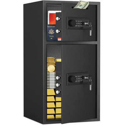 Large Digital Lock Home Safe Fireproof Waterproof, Anti-theft Money Safe Box With Deposit Slot & Dual Alarm System, Backlit Keypad Security Document Safe For Home Business Office