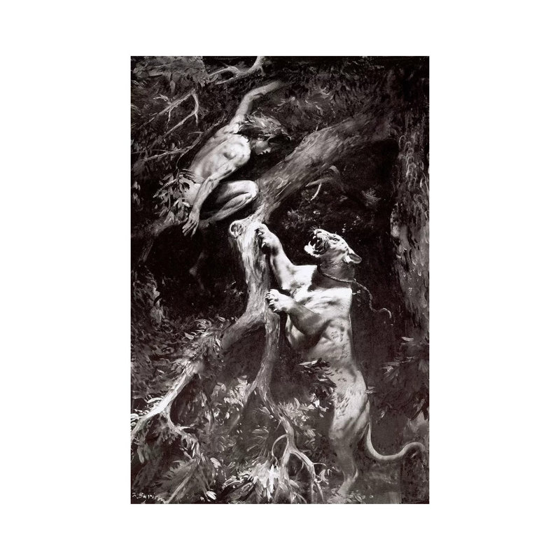 Tarzan Of The Apes, Chapter VIII by Zdeněk Burian - Wrapped Canvas Painting, 18" H x 12" W x 1.5" D