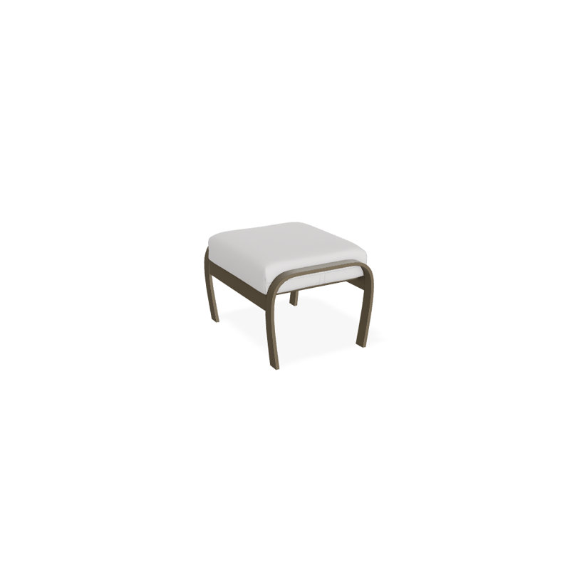 Repose-pieds avec coussin Askar, Toile Sunbrella® naturel, Bois de plage texturé
