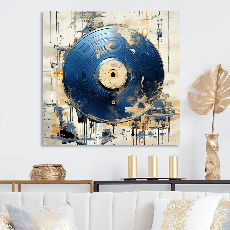 Blanc et bleu, vinyle, disque, mélodie, H 16 po x l 16 po