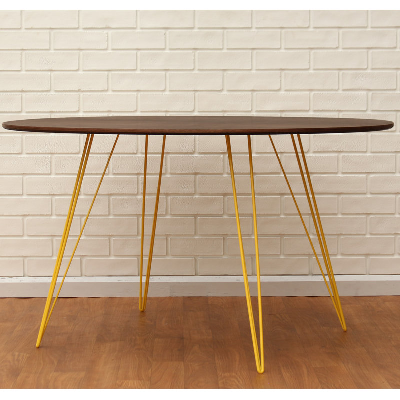 Table de salle à manger Williams, Jaune, H 30 po x L 46 po x l 46 po, Noyer