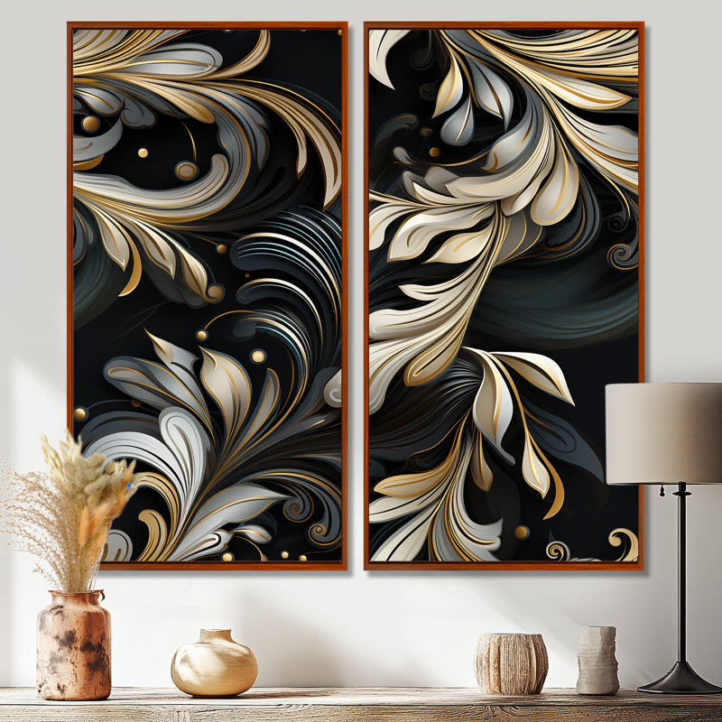 Millau - Abstract Fashion Wall Art 2-Pieces, H 40 po x l 40 po, Impression encadrée flottante, Brun