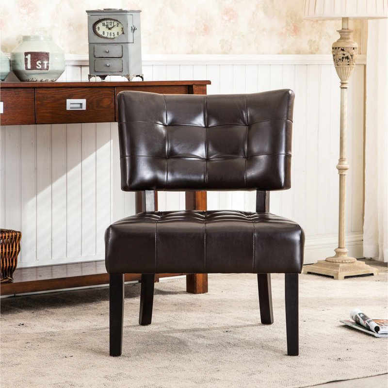 Chaise en similicuir brun avec sièges surdimensionnés et décoration moderne au look moderne, Brun