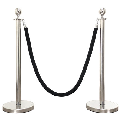 VIP Crowd Control Rope Stanchion (2 Mirror Crown Top/Flat Base + 6' Rope)