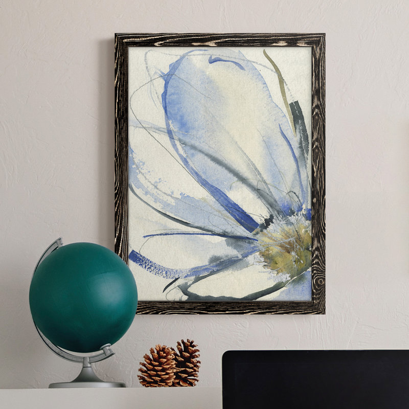 Cobalt & Paynes Petals I, toile encadrée de qualité supérieure - prête à être accrochée, Cadre noir