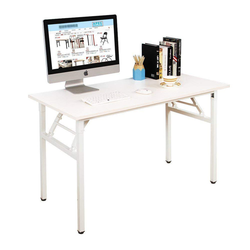Katie Adjustable Metal Base Computer Desk, White, 29.5" H x 62" W x 23.6" D