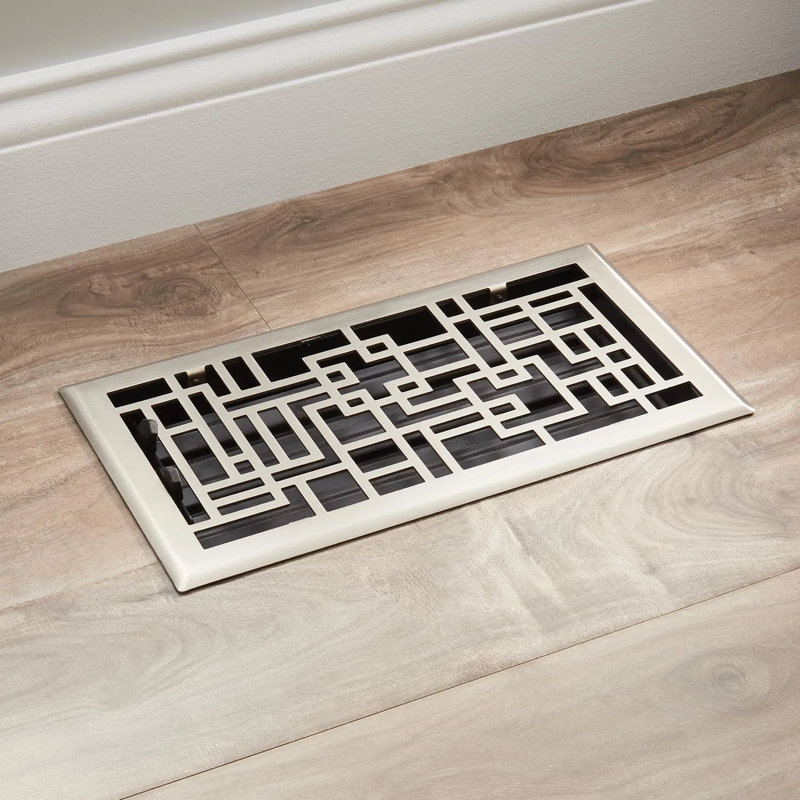 Registre de plancher en acier Baer, Nickel brossé, 6 po x 14 po