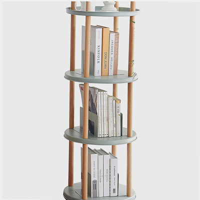 Étagère de rangement, bibliothèque rotative à 360 °, bibliothèque à 4 niveaux avec espace de rangement de grande capacité, support de rangement multifonctionnel